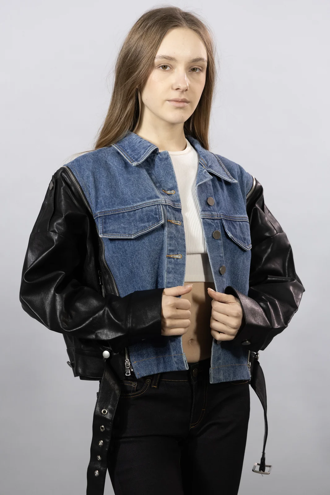 Куртка джинсово-кожаная Amour